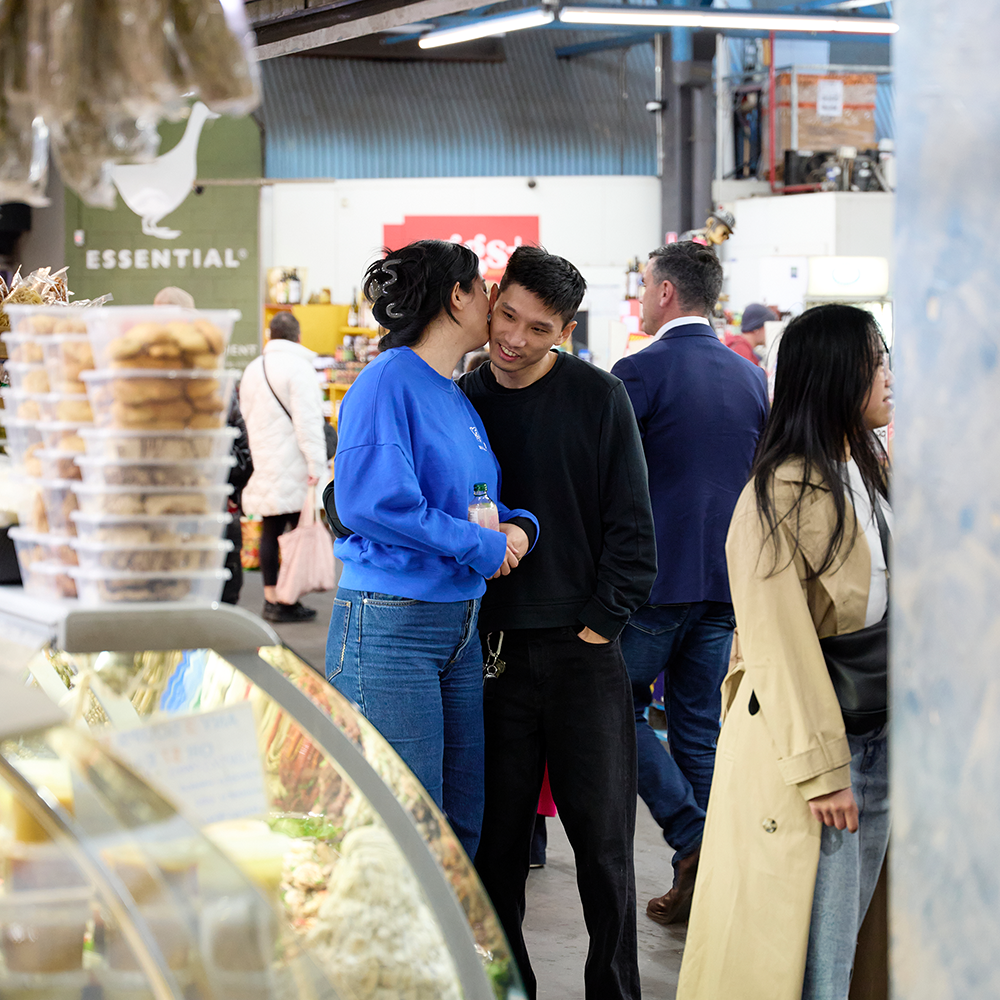 Customer chatting at Prahran Market